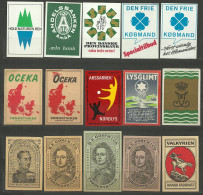 Denmark , 15 Old Matchbox Labels - Boites D'allumettes - Etiquettes