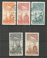 Denmark 1934 Year Used Stamps Mi # 217-221 Aviations - Usado