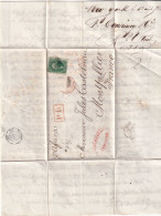 COVER. 13 8 1861. F.COUSINERY NEW-YORK. PD. TO FRANCE. SS AFRICA. TEN CENTS GREEN. (another Stamp Missing ) - Cartas & Documentos