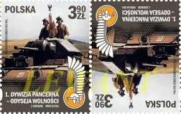2024.04.30. 1st Polish Armoured Division - Odyssey Of Liberty (tête-bêche) - MNH - Ungebraucht