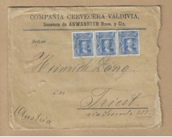 Los Vom 03.05  Briefumschlag Aus Valdivia Nach Triest  1910 - Chile