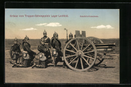 AK Lager Lechfeld, Geschütz-Exerzieren  - Guerre 1914-18