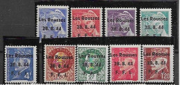 Les Rousses Liberation 9 Rare Stamps (from Set Of 12) Mlh* 1944 Signed - Oorlogszegels