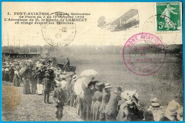 CPA 91 Meeting PORT-AVIATION (Juvisy - Viry-Châtillon) 1909 (cachet Rouge) Essonne -  Aéroplane Du Comte De Lambert - Riunioni