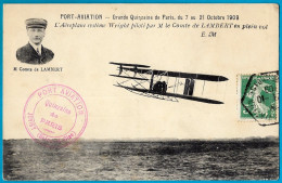 CPA 91 Meeting PORT-AVIATION (Juvisy - Viry-Châtillon) 1909 (cachet Rouge) Essonne, Aéroplane Wright Du Comte De Lambert - Demonstraties