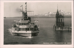 Ansichtskarte Konstanz Hafeneinfahrt Mit Dampfer Und Säntis 1935 - Konstanz