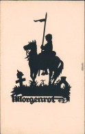  Scherenschnitt/Schattenschnitt-Ansichtskarte "Morgenrot"- Soldat, Friedhof 1918 - Siluette