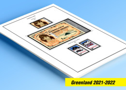 COLOR PRINTED GREENLAND 2021-2022 STAMP ALBUM PAGES (13 Illustrated Pages) >> FEUILLES ALBUM - Pre-printed Pages