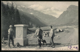 AK Klausenpass, Klausenstrasse Mit Grenzstein  - Autres & Non Classés