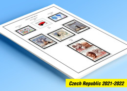 COLOR PRINTED CZECH REPUBLIC 2021-2022  STAMP ALBUM PAGES (15 Illustrated Pages) >> FEUILLES ALBUM - Pre-printed Pages