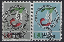 Italy 1966  20 Jahre Republik Italien  (o) Mi.1211-1212 - 1961-70: Gebraucht