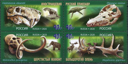 RUSSIA - 2020 - BLOCK OF 4 STAMPS MNH ** - Prehistoric Animals. Without Fields - Nuevos