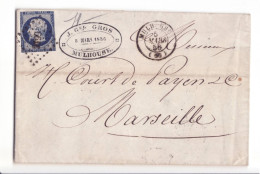 FRANCE 1853-1860 20 C Bleu YT N°14 Sur Lettre Oblitéré - 1853-1860 Napoleone III