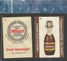 HENNIGER BRAU FRANKFURT ( BIÈRE ALE PILS ) -  ALTES DEUTSCHES STREICHHOLZ ETIKETTEN - VINTAGE MATCHBOX LABELS GERMANY - Boites D'allumettes - Etiquettes