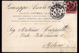 Regno D'Italia (1913) - Ditta Giuseppe Ascoli - Cartolina Da Ancona Per Milano - Poststempel