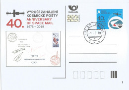 CDV 179 Czech Republic 40th Anniversary Of Space Mail 2018 Stamp On Stamp - Cartes Postales
