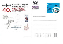 CDV 179 Czech Republic 40th Anniversary Of Space Mail 2018 Stamp On Stamp - Postales