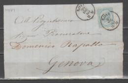 ITALIA 1863 - Effigie 15 C. Su Frontespizio Di Lettera Annullo Novi        (g9657) - Marcophilia