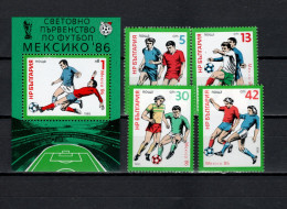 Bulgaria 1985 Football Soccer World Cup, Set Of 4 + S/s MNH - 1986 – Mexiko