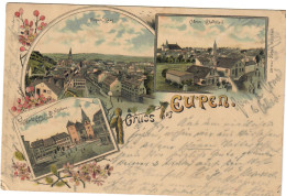 Litho Gruss Aus Eupen 1897 Haas Marktplatz Nikolaus Pfarrkirche - Eupen