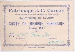 86 - VIENNE - CARTE DE MEMBRE HONORAIRE 1935 - ST PIERRE DE LOUDUN - PATRONAGE J.C. CORNAY - Loudun