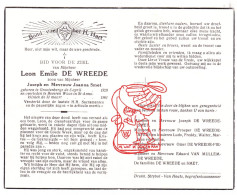 DP Leon Emile De Wreede / Smet 31j. ° Grotenberge 1929 † Beveren Waas 1961 Apers Pieters Van Mullem - Devotion Images