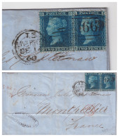 COVER. 14 DE 1860. PAIR 2p. GD-GE. PLANCHE 8. LIVERPOOL TO MONTPELLIER. PD. - Cartas & Documentos