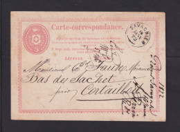 1872 - 5 R. Ganzsache Ab SAVAGNIER Nach Cortaillod - Cartas & Documentos