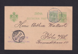 1903 - 5 P. Ganzsache Mit Zufrankatur Ab JAGODINA Nach Köln - Serbia