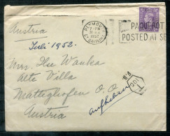 GROSSBRITANNIEN - Schiffspost, Navire, Ship Letter, Stempel PAQUEBOT POSTED AT SEA + PLYMOUTH 1952 + Tax - Covers & Documents