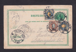 1895 - 5 Ö. Ganzsache It Zufrankatur Ab Stockholm Nach Berlin - Transitstempel - Lettres & Documents