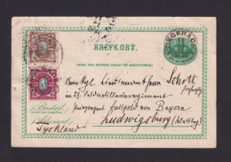 1896 - 5 Ö. Ganzsache Mit Zufrankatur Ab Kungsbacka Nach Ludwigsburg - Briefe U. Dokumente