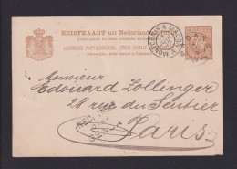 1892 - 7 1/2 C. Ganzsache Ab Padang Nach Paris - Schiffspoststempel "..over Genua" - Niederländisch-Indien