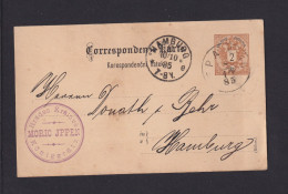 1885 - 2 Kr. Ganzsache Mit Bahnpoststempel 46 (?) Nach Hamburg - Lettres & Documents