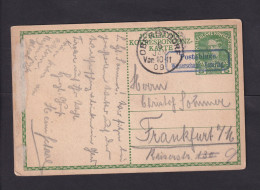 1909 - 5 H. Ganzsache Mit Rahmenstempel "Postablage Walserschanz..." über Oberstdorf Nach Frankfurt - Covers & Documents