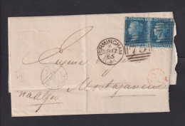 1865 - Paar 2 P. Auf Brief Ab Birmingham Nach MOSTAGANEM (Algerien) - Lettres & Documents