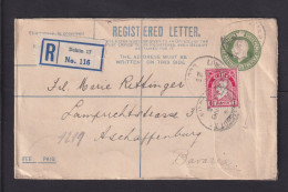 5 P. Grün Einschreib-Ganzsache (EU 2) Mit Zufrankatur Ab Dublin Nach Aschaffenburg - Storia Postale