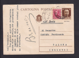 1935 - 30 C. Überdruck-Ganzsache Mit Zufrankatur Ab Asmara Nach Palena - Eritrea