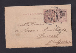 1906 - 10 C.  Überdruck-Ganzsache Mit Zufrankatur Ab Monte Carlo Nach Belgien - Cartas & Documentos