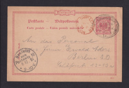 1891 - 10 Pf. Ganzsache Mit Sepost-Stempel "VI" Via London Nach Berlin - Maritiem