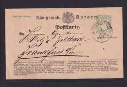 1873 - 2 Kr. Ganzsache (P 1IIb) - Type "b" - Ab Schweinfurt Nach Frankfurt - Autres & Non Classés