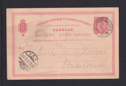 1899 - 10 Ö. Ganzsache Ab Kjobenhavn-Gjedser Nach Stade - Cartas & Documentos