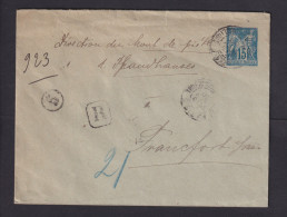 1900 - 15 C. Ganzsache Mit Zufrankatur Als Einschreiben Ab Paris Nach Frankfurt - 1898-1900 Sage (Type III)
