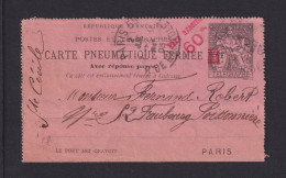 1903 - 60 Auf 1 Fr. Überdruck-Rohrpost-Ganzsache Gebraucht In Paris - Cartas & Documentos