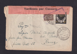 1941 - Brief Ab Rodi Nach Roma - Zensur - Aegean (Rodi)