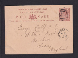 1886 - 1 1/2 P. Ganzsache (P 1) Ab ANTIGUA Nach England - 1858-1960 Colonia Británica