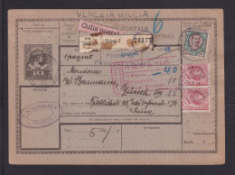 1919 - 10 C. Paketkarte "VENZIA GIULA" Ab Triest 7 Nach Zürich - Venezia Giuliana