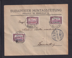 1921 - Überdrucke Auf Brief Ab Budapest Nach Szombatheiy - Briefe U. Dokumente