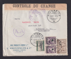 1937 - Brief Ab Heraklion Nach Freiburg - Deviesenzensur - Creta
