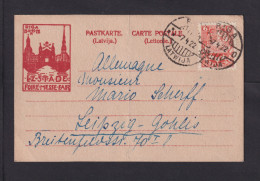 1922 - 6 S. Orange Auf Messe-Karte Ab Riga Nach Leipzig - Lettland